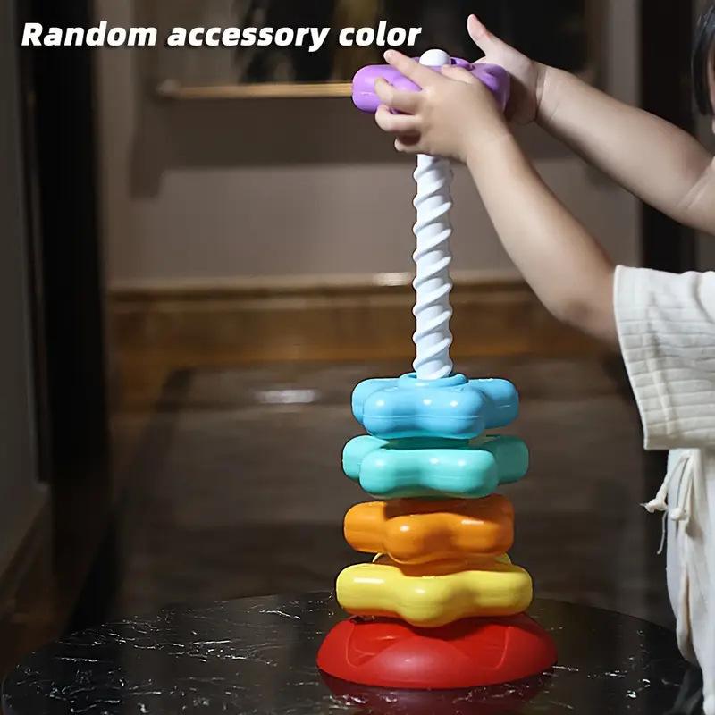 Montessori Children's Rainbow Rotating Ring Tower Puzzle Early Education Hand Eye Coordination Soothing Toy