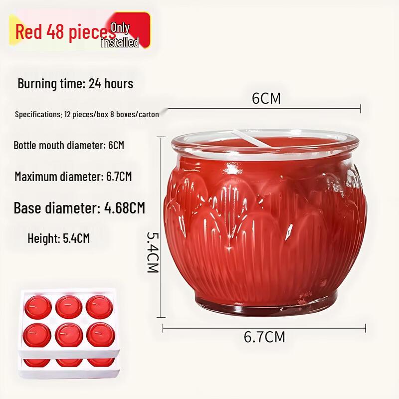LIEI 24-Hour Lotus Design Glass Buddhist Oil Lamp
