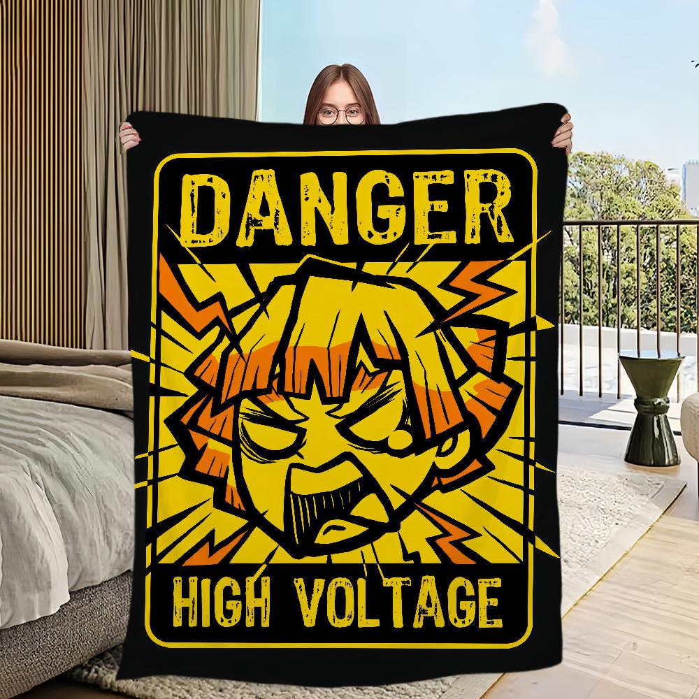 fanart anime cool chibi Z-Zenitsu A-Agatsuma Flannel warm soft plush blanket for sofa living room hogar bedroom travel gift home