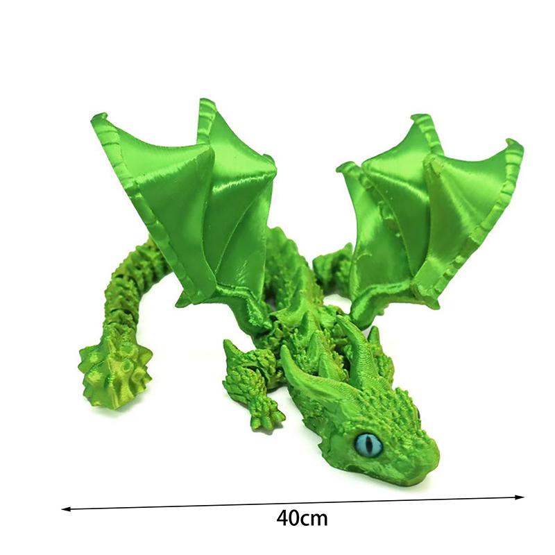 3D-gedruckte geflügelte Kutsche Drachenfigur mit zufälligen Augen Art Deco Harz Drachenskulptur Tischplatte Tierisches Thema Dekorationen