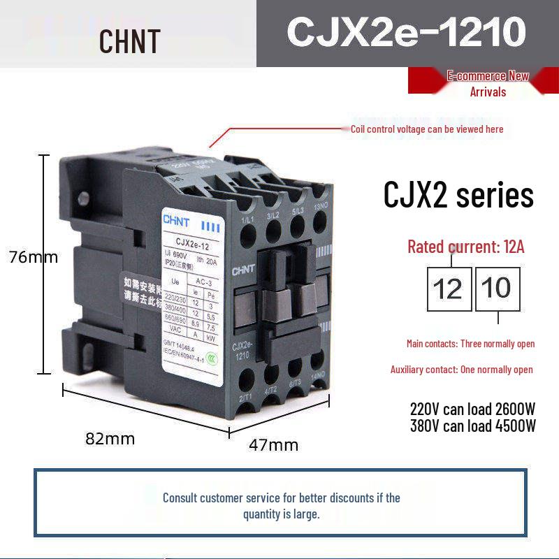Chint CJX2 AC Contactor Series - 0910/1210/1810/2510/3210 (Voltage: 220V/380V/36V/24V)