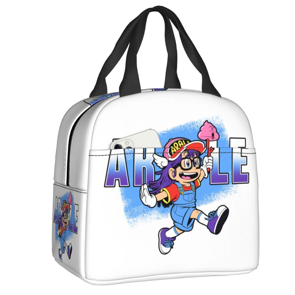 Custom Arare Arale Purple Dr Slump Resuable Lunch Box for Women Multifunction Cooler Thermal Food Insulated Lunch Bag Student