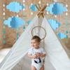 16 PCS 3D Cloud Decoration Blue Hanging Clouds and Raindrop for Cloud Ornaments Hanging Ceiling Decor for Party Nursery Children Room Ceiling