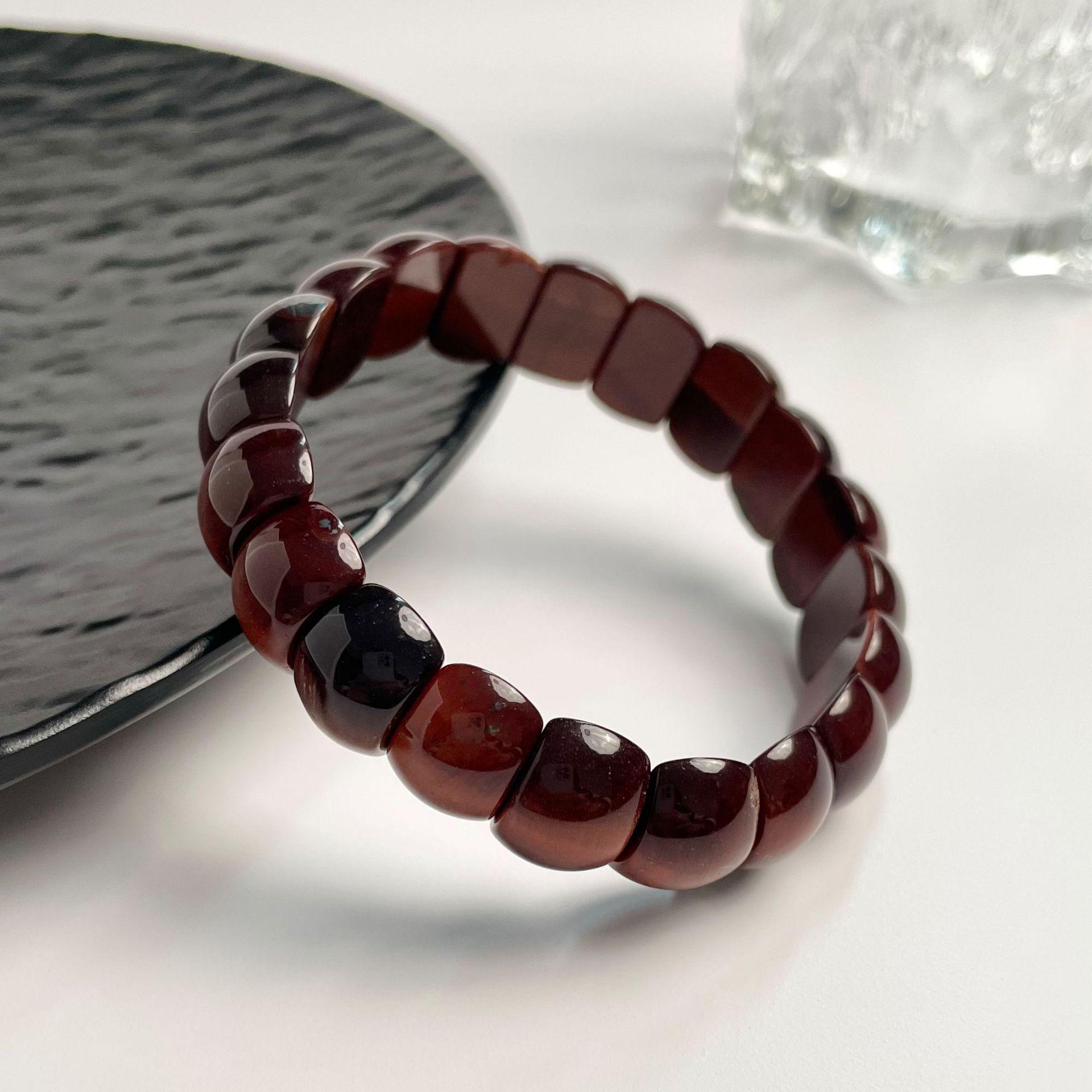 Jing Xi Ji Red Tiger Eye Crystal Stone Bracelet - High-End Semi-Circular Design Jewelry
