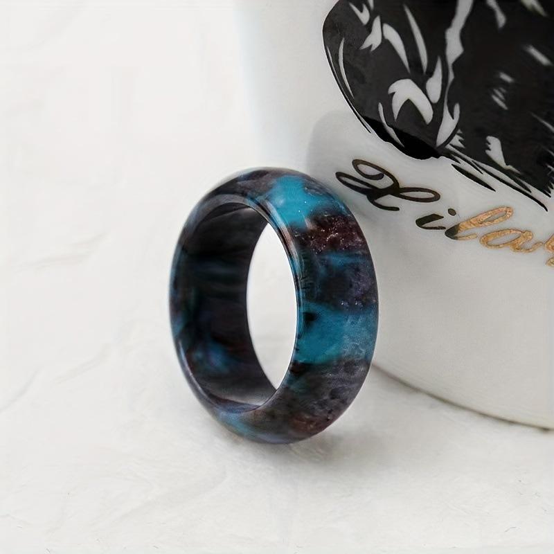Colorful Rainbow Acrylic Resin Ring – Trendy European & American Style for Women