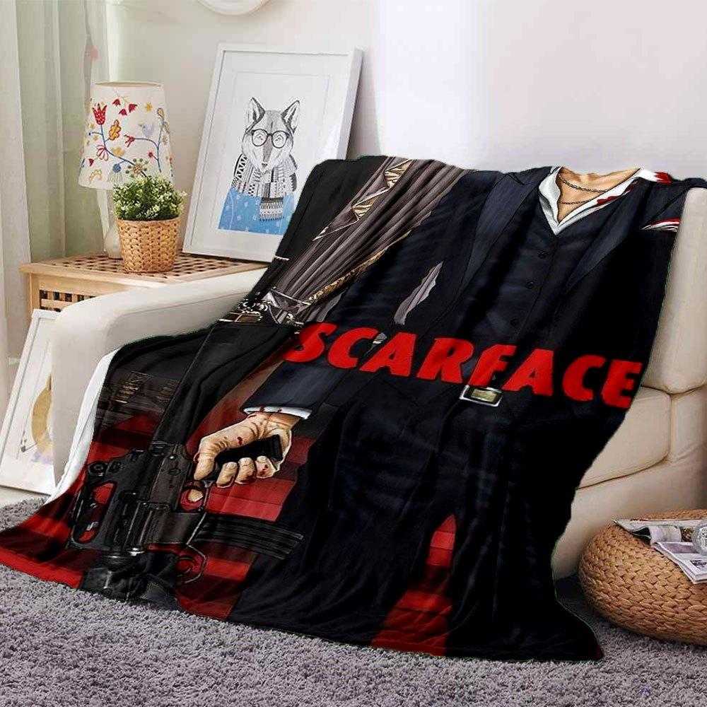 

1pc Scarface-Inspired Flannel Blanket - Soft Cozy All-Season Throw for Bedroom, Sofa, Camping, Travel - Perfect Gift for Movie FansB56 80cmx120cm(31inx47in)