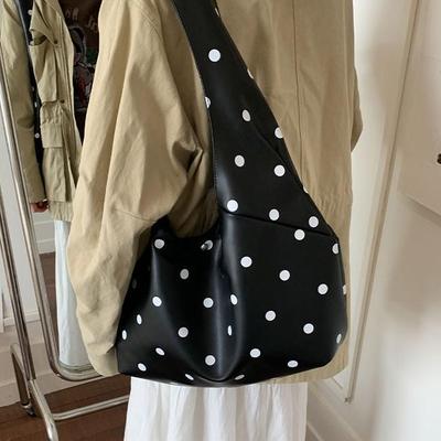 Korean Polka Dot Retro Shoulder Tote: Large, Fashionable, Versatile, Simple Design