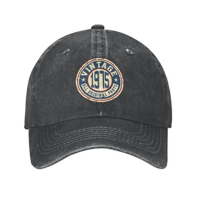 Gorra de Béisbol de Algodón Vintage Clásica Nacido en 1975 Todas las Piezas Originales para Hombres Mujeres Gráfico Desgastado Regalo de Cumpleaños Gorra de Papá