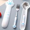 Cute Cat Paw Cutlery Set Portable Fork Spoon Set Meal Accessories Boxed Tableware  Tourism