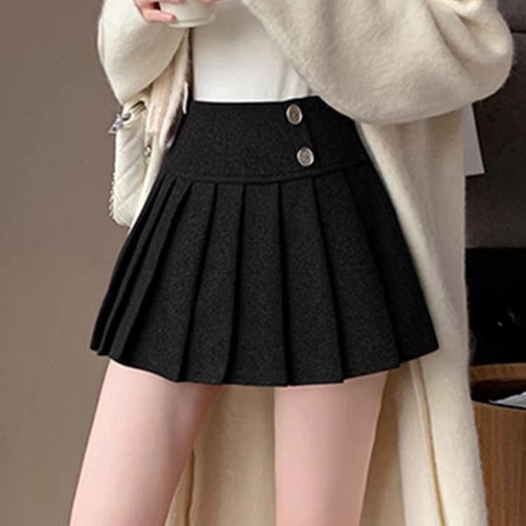 Chic High-Waist Pleated A-Line Mini Skirt for Women - Spring/Autumn Miu Style