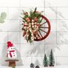 Door Hanging Wooden Roulette Wheel Wreath Christmas Pine Cone Wreath Home Garden Christmas Decoration 40cm/15.75in