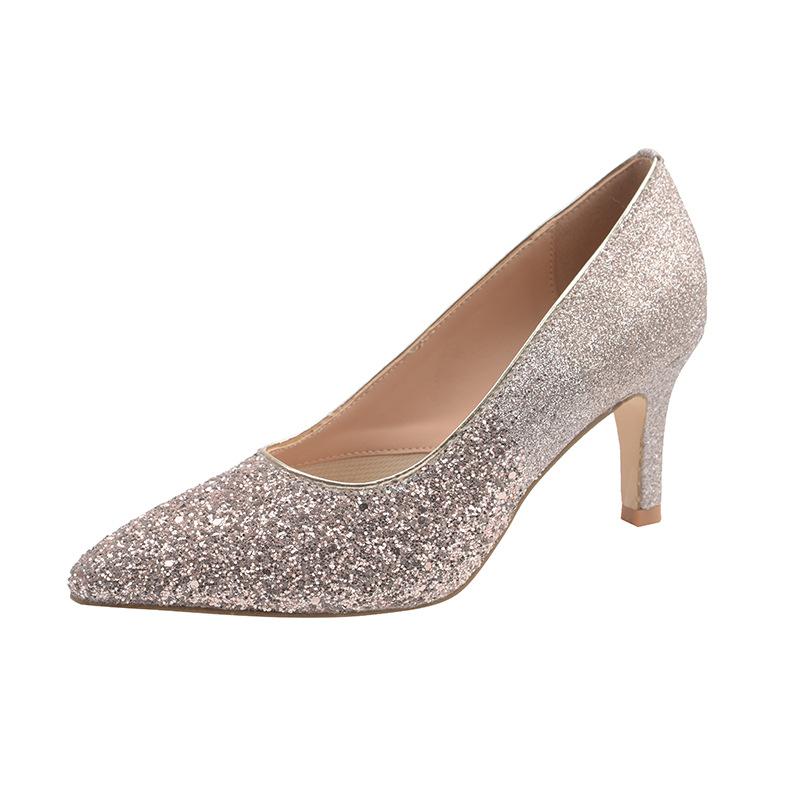 5083 shallow pointed thin heels high heels 2026 new wedding shoes versatile single shoes wide feet fat feet large size women's shoes