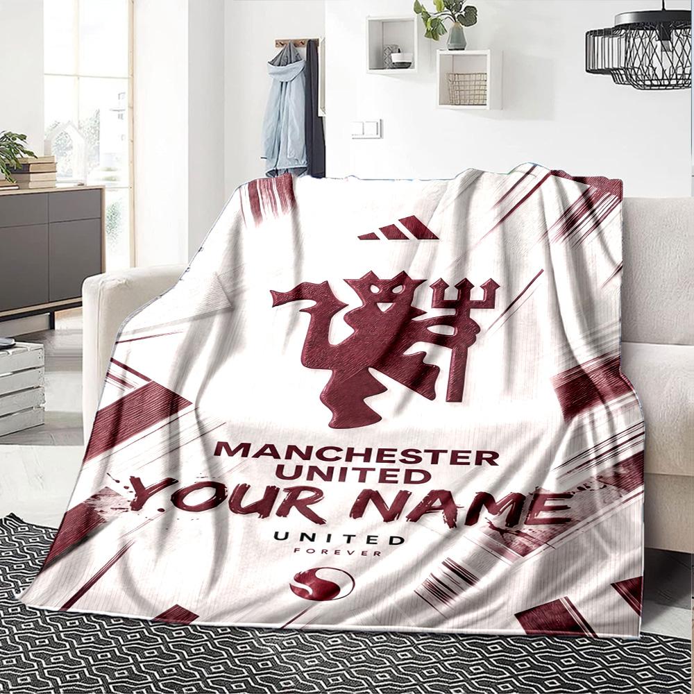 Manchester Personalized Name Blanket Lightweight Customizable Blanket Ultra-Soft Great for Livingroom Chair Couch Picnics All-Season Use