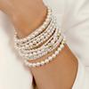 Vlen White Pearl Bead Bracelets for Women Elastic Stackable Boho Chic Simple Elegant Jewelry Gift for Women Girls Her