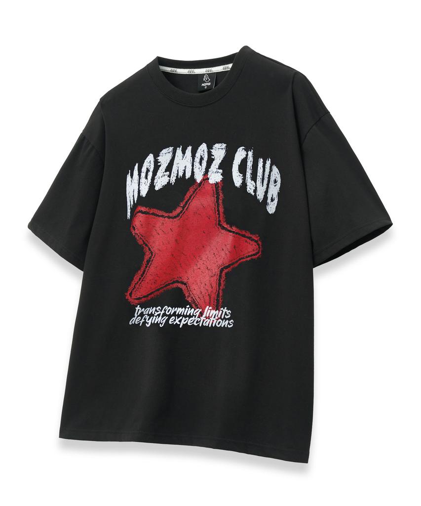 MOZMOZ Crayon Star Oversized Short Sleeve T-Shirt Black