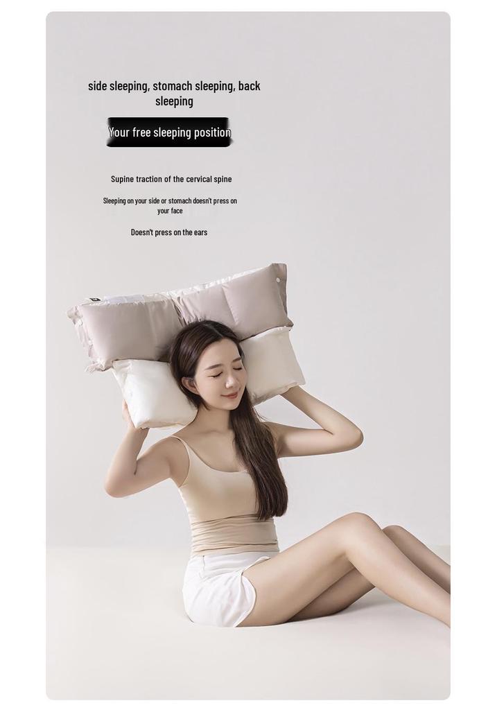 Cotton Fabric Cervical Support Pillow - Concave Design for Neck & Spine Protection