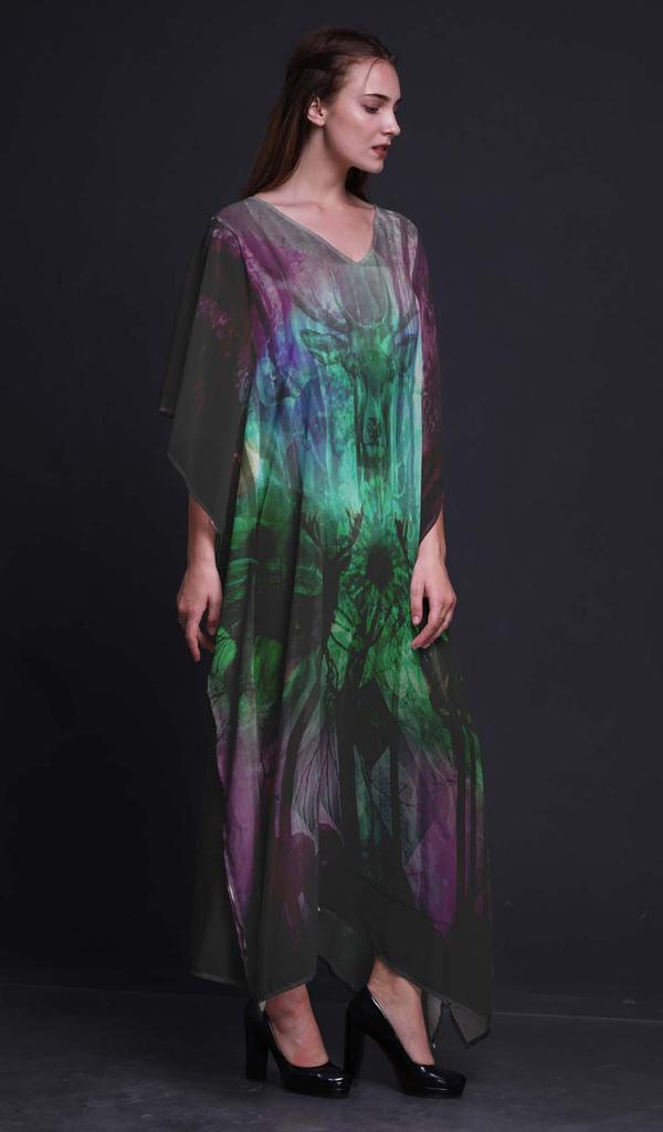 Phagun Deer Jungle Womens Long Beach Kaftan Beachwear Bikini Coverup Maxi