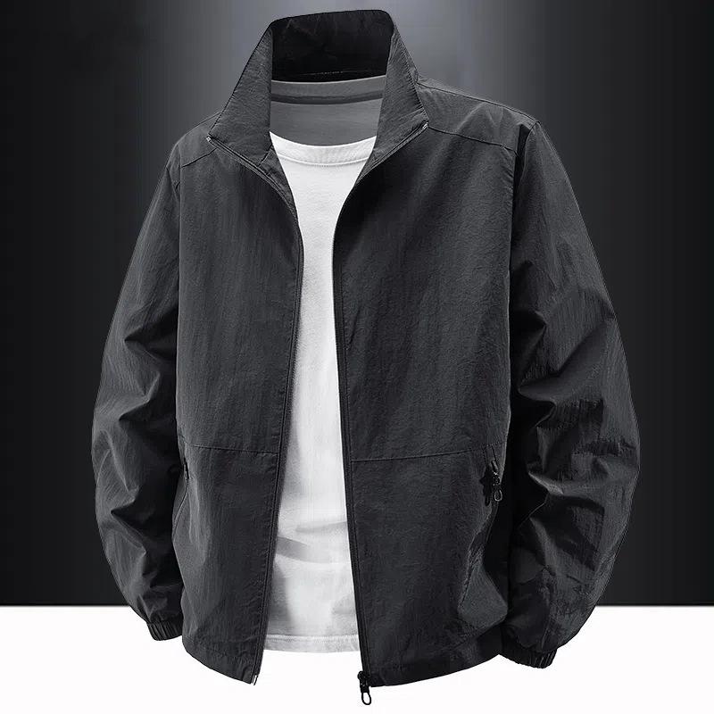 Men's Stand-up Collar Jacket for Spring and Autumn Casual Plus-size Workwear Outdoor Windproof and Waterproof Men's Top Trendy