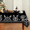 Horaldaily Tarot Altar Tablecloth 60x84 Inch Rectangular, Black Viking Tree of Life Raven Helmet of Awe Washable Seasonal Table Cover for Party