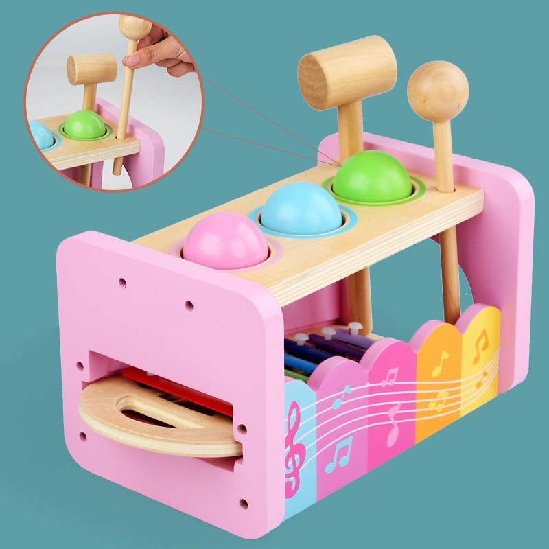 Children's Wooden Rainbow Music Knocking Table Eight-tone Knocking Piano Cognitive Hamster Parent-Child Toy