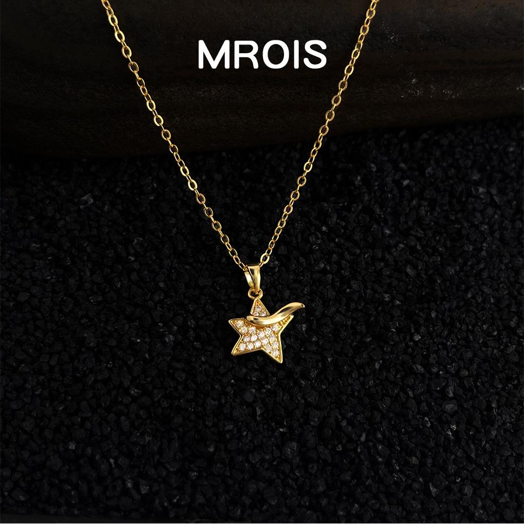 The Little Prince 18K Gold Star Necklace with Zircon, Elegant Star-Shaped Clavicle Chain for Women