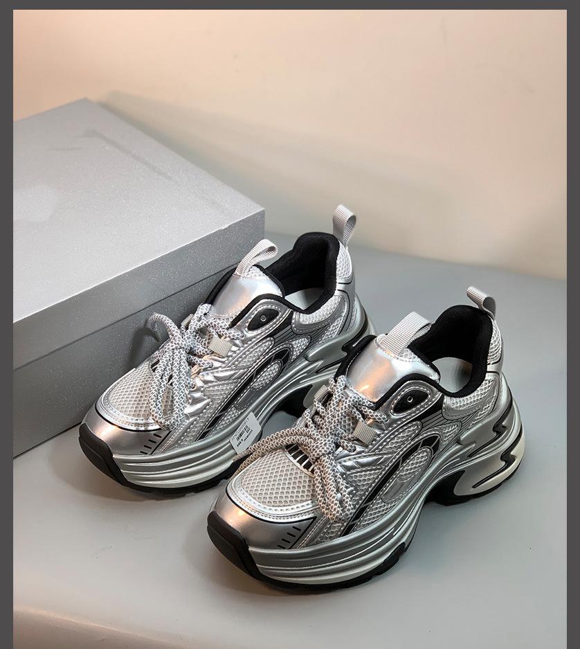Thick Soled Dad Shoes for Women, Versatile for Spring 2025, Fashionable and Height Increasing, Thick Soled Casual Sports Shoes