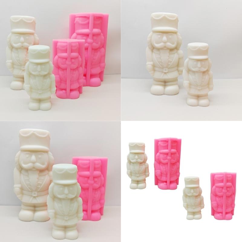 Nutcrackers Soldier Shape Silicone Mold Christmas Nutcrackers 3D Silicone Candle Mold for DIY Resin Crafts Home Decors
