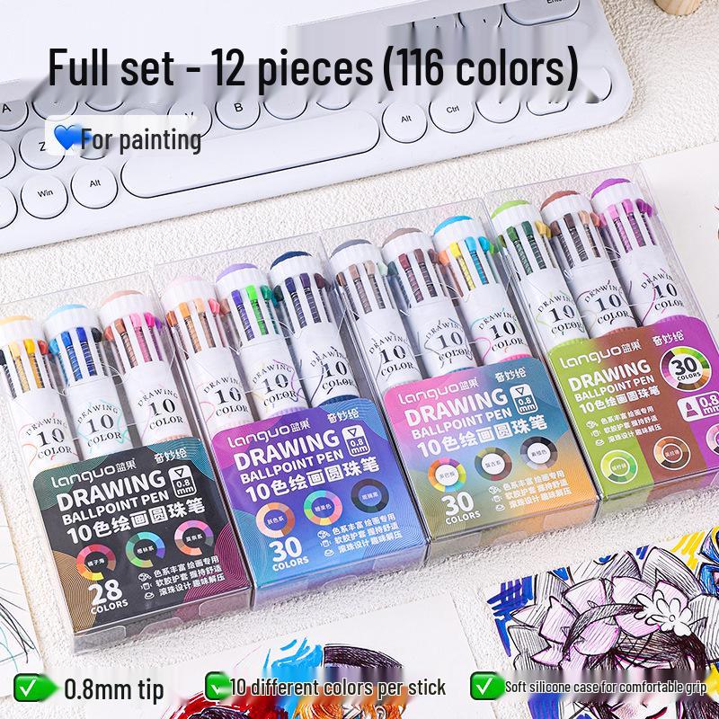 Mavi Meyve 60 Renkli Basmalı Tip Çok Renkli Tükenmez Kalem Seti – On Renkli Hepsi Bir Arada Çok Fonksiyonlu Günlük Kalemi.