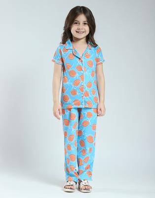 Girls Printed Regular Fit Half Sleeve Lower Set