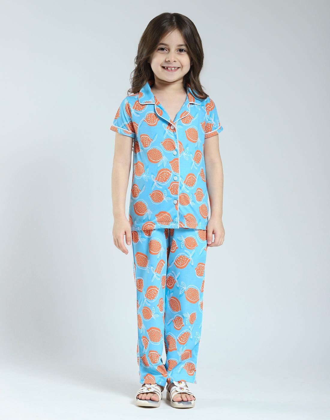 

Напечатанный комплект для девочек Монте-Карло обычного кроя с полурукавом 9-10 Years синий