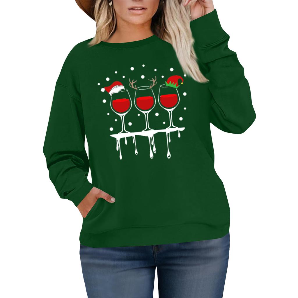 Damen Modisches Lässiges Übergröße Langarm Pullover Bedrucktes Sweatshirt