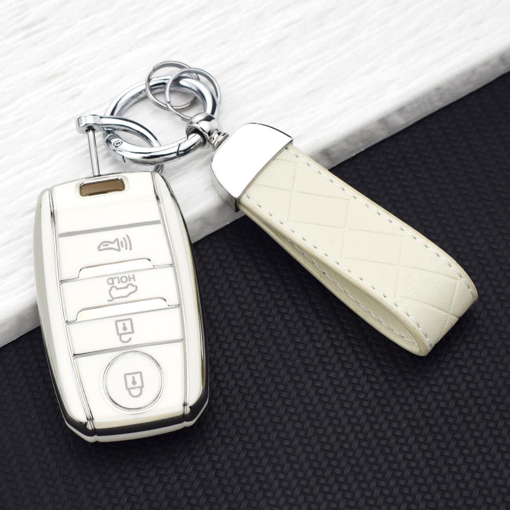 4 Buttons Premium TPU Car Key Fob Cover Protective Shell For Kia K3S KX5 KX3 Cerato Ceed Rio Optima Sorento Niro Soul Key Chains