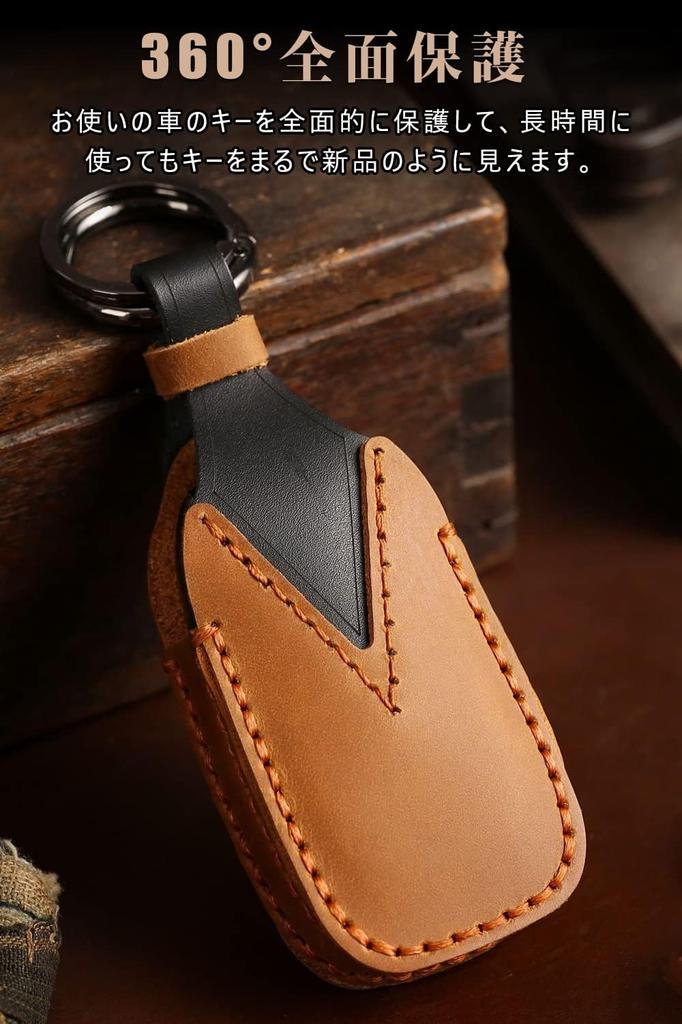 LETINGFAR Key Case, Smart Key Case, Key Cover, Key Holder, Cowhide Leather, 3 Buttons,