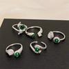 New Emerald Imitation Chalcedony High-End Inlaid Zir*****Pen Ring Niche Fashion Accessories Light Luxury Super Fairy Jewelry
