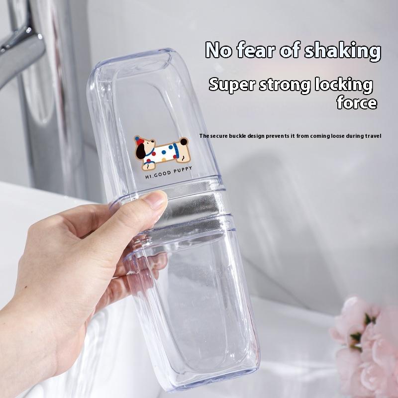 1 Set Portable Travel Cartoon Puppy Toothbrush Cup Household Travel Camping Soap Storage Box Toothbrush Toothpaste Mouthwash Cup