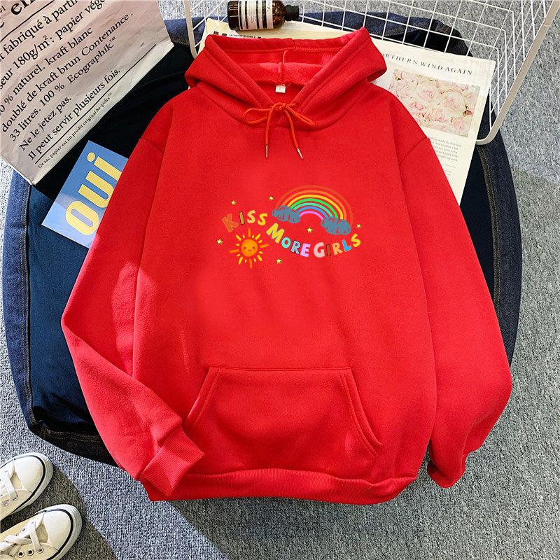 Ladies Gray Plush Hooded Hoodie for Women Plus Size Colorful Print Oversize Pullover Sweatshirt Tops