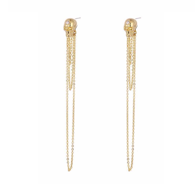 Kenjie McQueen Skull Pendant Earrings - Women's European & American Punk Studs & Ear Clips