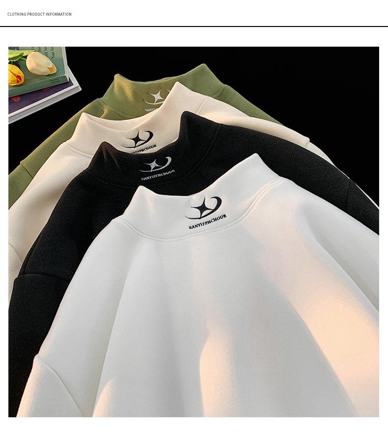 Men's Fleece Half-High Collar Sweatshirt, Velvet-Thickened, Loose Fit, Long Sleeve, Perfect for Autumn/Winter 2025.