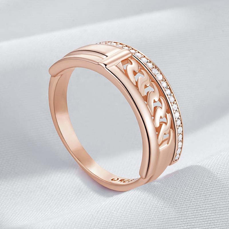 Unusual  Rose Gold Color Rings For Women Fashion Shiny Natural Zircon Accessories Minimalist Daily Fine Jewelry