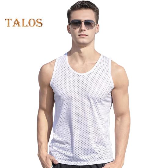 

Мужская сетчатая майка, летняя майка, однотонная, с круглым вырезом, без рукавов, облегающая, для фитнеса, для спортзала, уличная одежда XL белый