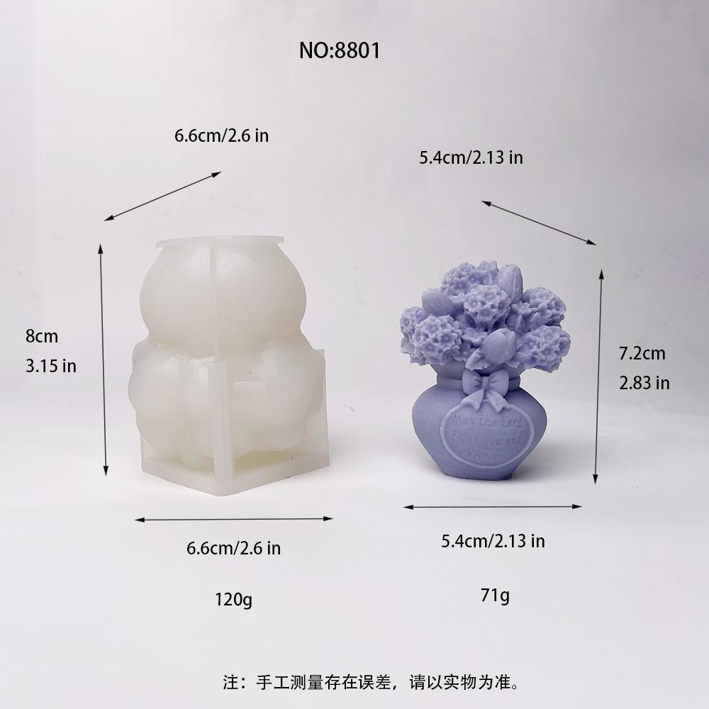 3D Tulip Flower Pot Shape Silicone Mold DIY Rose Bouquet Candle Soap Plaster Crafts Resin Mold Manual Art Making Tools