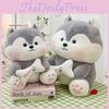 Husky With Bone Plush Toy Cartoon Dog Stuffed Doll Bedroom Decoration Gifts