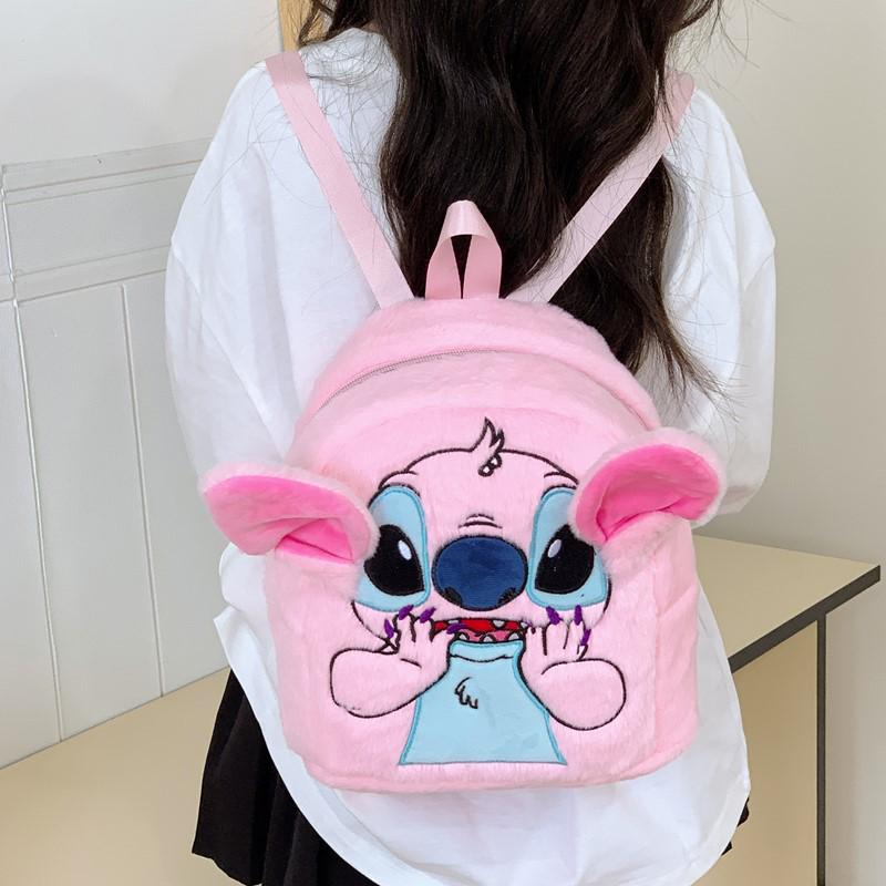 Plush Cartoon Embroidery Backpack for Kids – Cute Double Shoulder Bag