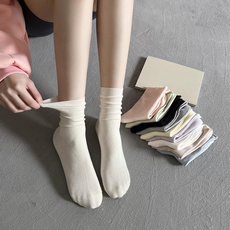 Women Socks Thin Summer New Solid Colorful Plain Crew Socks Casual Girls Trendy Simple Breathable Anti-pilling Loose Socks