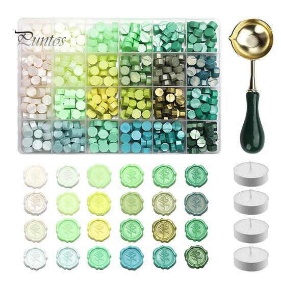 Wax Seal Beads with Candle Kit, Melting Spoon And Candles Set, Tool Stamp for DIY Crafting Wedding Invitations Decorative Sealing