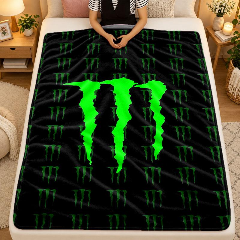 Flannel BlanketMonster Energy Warm Soft Throw Blanket for Indoor Sofa Bed Living Room Use