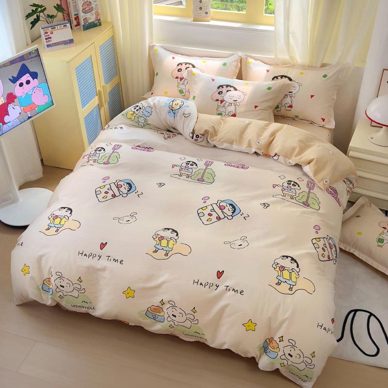 Cartoon Boys Shin-chan Single Bed Quilt Cove with Pillowcase, Bedding Set 2pcs for Kids Boys,Soft Microfiber Duvet Cover Set
