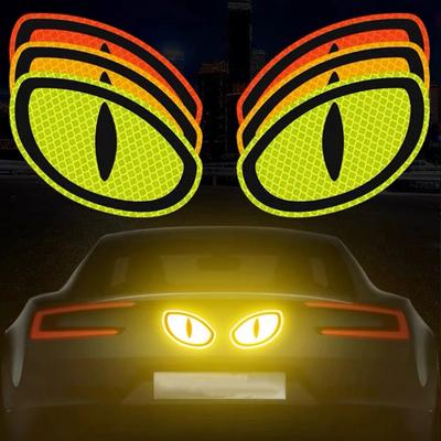 2pcs Car Reflective Safety Warning Tape Cat Eyes Pattern Night Driving Safety Decals for Auto Truck Motorcycle Reflector Sticker