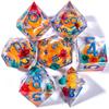 Resin Dice Set Luminous Sand, Dragon and Dungeon Polyhedral Dice, Punk Style Role-Play RPG Explorer MTG Pioneer Game DND Dice Set