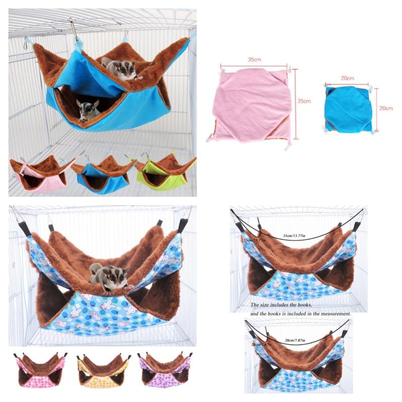 Hamster Hammock Double Layer Thick Plush Hanging Sleeping Bag Keep Warm Cotton Nest for Totoro Guinea Pig Pet Winter Supplies